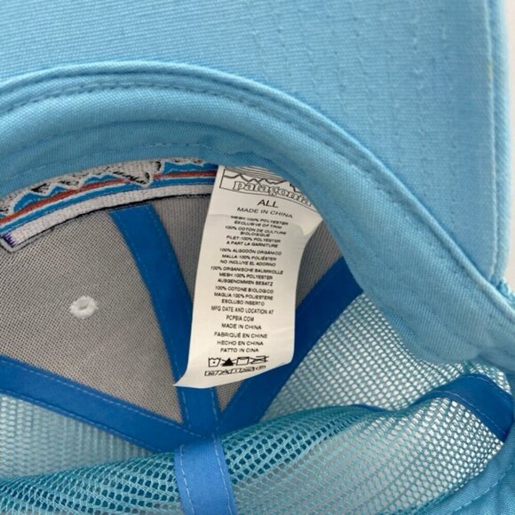Patagonia Hat Cap Snap Back Trucker Mesh Adjustable Blue White Outdoor - Picture 5 of 5